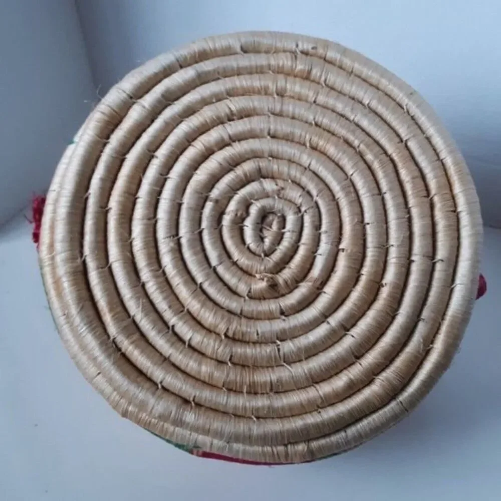 Vintage Large Coil Woven Old Mexican BOHO Style Basket
